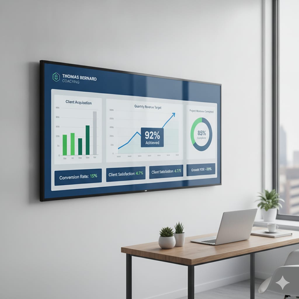 Tableau de bord d'objectifs sur écran — graphiques de progression